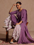Janasya Women's Purple Pure Cotton Solid Peplum Top With Sharara & Dupatta Set